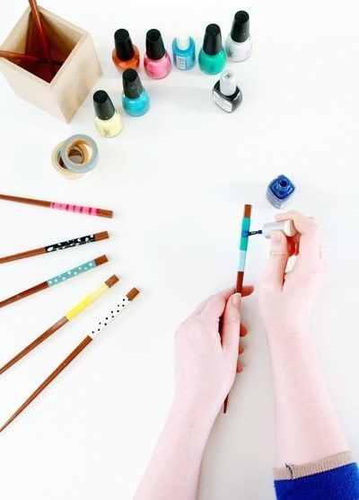 Decorated Chopsticks · How To Make A Pair Of Chopsticks · Decorating on Cut Out + Keep Lemon Infused Water, Teen Projects, Distressing Chalk Paint, Using Chopsticks, Nail Painting, Clear Nail, Not Now, Paint Line, High Walls