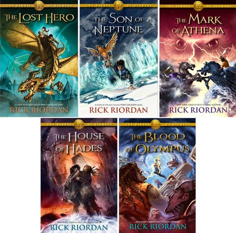 2020 books 9-13 Heroes Of Olympus Characters, Digital Bookshelf, The Lost Hero, Percy Jackson Wallpaper, Study Stuff, Mythology Books, Rick Riordan Series, Sea Of Monsters, Heroes Book