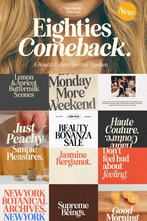 Say hello to "Eighties Comeback" - A flirtatiously charming 80's retro-inspired typeface with wonderful versatility given it includes 70 fonts. 2 Handy variable fonts are also included for those who have Adobe Photoshop/Illustrator CC 2020 and up :) Inspired by magazine adverts from the 70'sand 80's - this family fits right in with bringing retro back into the 21st century. Font Creator, Free Commercial Fonts, Heart Font, Font Combo, Retro Graphic Design, Retro Typography, Font Inspiration, Graphic Design Fonts, Commercial Fonts