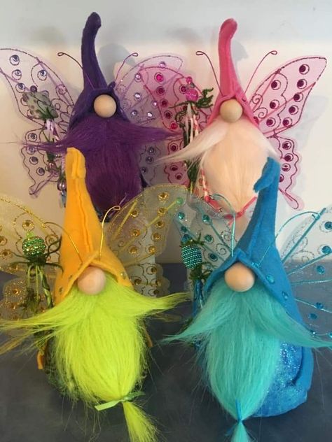 Unicorn Gnome Diy, Gnome Animals Diy, Gnome Crafts For Kids, Gnome Dream Catcher, Christmas Tree Gnomes, Purple Gnome Ornament, Fairy Gnomes With Wings, Tree Gnomes, Bunny Gnomes