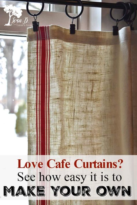 Diy Cafe Curtains, Diy Kitchen Curtains, Kitchen Curtains Diy, Curtains In The Kitchen, Vintage Kitchen Curtains, Cabin Curtains, Cafe Curtains Kitchen, Repurposed Projects, Cottage Curtains