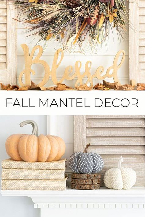 Spruce up your home decor with these neutral fall mantel ideas. #falldecorating #falldecor #falldecorideas #manteldecor #mantelideas #fallmantle Simple Fireplace Decor, Fall Mantel Decorating Ideas, Metallic Ornaments, Mantel Decorating Ideas, Simple Fireplace, Mantel Decorating, Neutral Fall Decor, Fall Living Room Decor, Colorful Home Decor