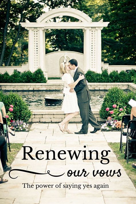 This is powerful--how saying "yes" again is a beautiful picture of the Gospel and wonderful for our marriage! Renewing Vows, Vowel Renewal, Renewal Wedding, Vow Renewal Ceremony, Wedding Renewal Vows, Wedding Vows Renewal, Weddings By Color, 25th Wedding Anniversary, Wedding Anniversary Party