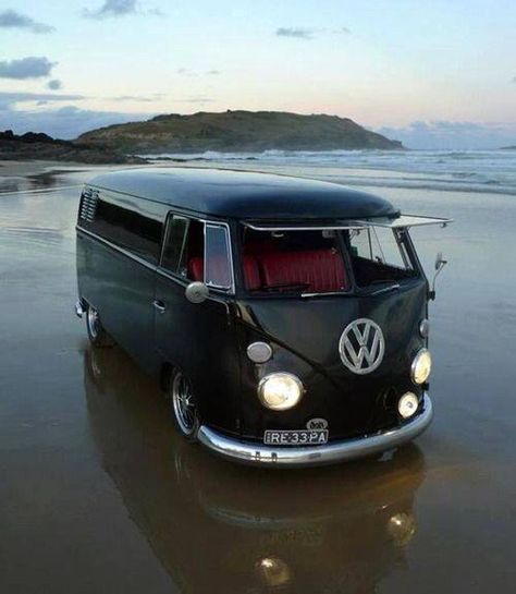 Tricked out VW Bus Volkswagen Bus, Vw Bus, Volkswagen, The Beach, Van, Black