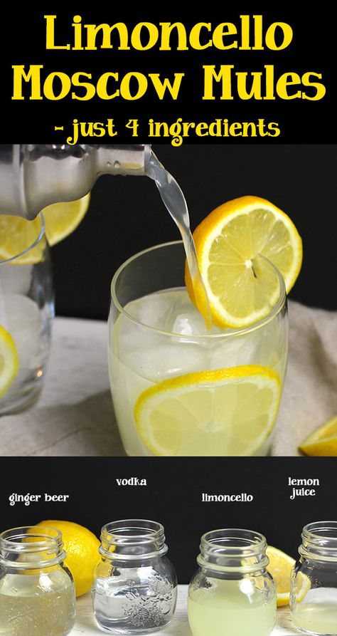 Limoncello Cocktails, Grapefruit Cocktail, Moscow Mules, Vodka Cocktails Recipes, Boozy Drinks, Mixed Drinks Recipes, Cocktail Drinks Recipes, Vodka Cocktails, Alcohol Drink Recipes