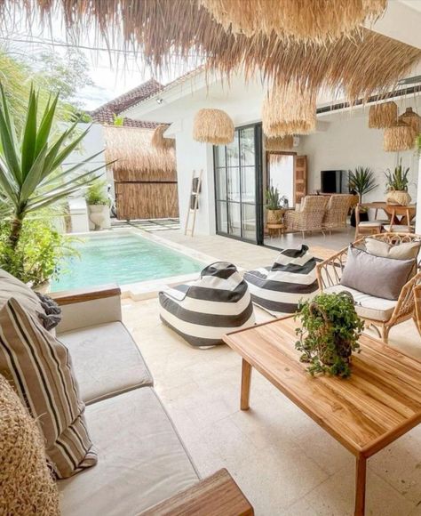 Villa Aesthetic, Aesthetics Background, Aesthetic Blog, Bali Villa, Travel Vibes, Hot Tub Backyard, Small House Interior, Outdoor Decor Backyard, Punta Cana