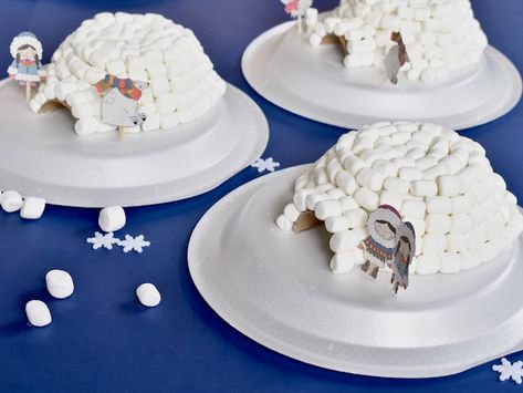 3d Igloo Craft Preschool, How To Make An Igloo For School Project, Diy Igloo, Marshmallow Igloo, Igloo Craft, Igloo Building, Snow Fort, Fun Winter Crafts, Cute Marshmallows