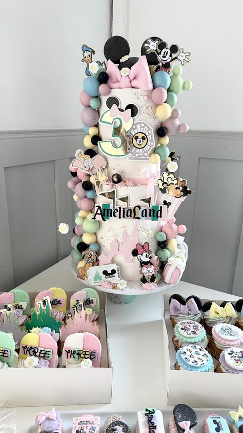 Fancy Little Bakes (@fancylittlebakes) • Instagram photos and videos Disneyland Themed Cake, Vintage Disneyland Cake, Disneyland Cake, Disney Birthday Cake, Disneyland Birthday Party, Disneyland Party, Adventure Birthday Party, Baby First Birthday Themes, Disneyland Birthday