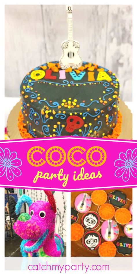 Coco Birthday Party Ideas Girl, Coco Party Ideas, Disney Coco Birthday Party, Coco Themed Birthday Party, Coco Birthday Party, Coco Birthday, Coco Party, Disney Coco, Fiesta Cake