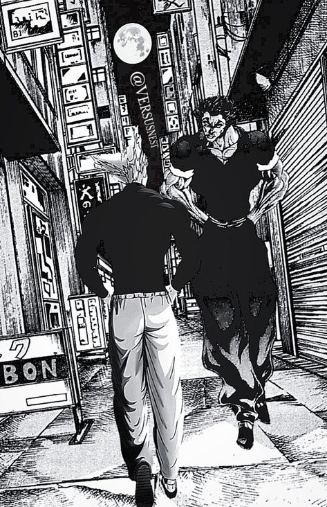 Garou Strolls in an Alleyway And Runs Into An Ogre Boichi Manga, Yujiro Hanma, Martial Arts Manga, Hero Poster, Sonic Funny, Cyberpunk Character, Dragon Ball Super Manga, Cartoon Crossovers, Anime Crossover