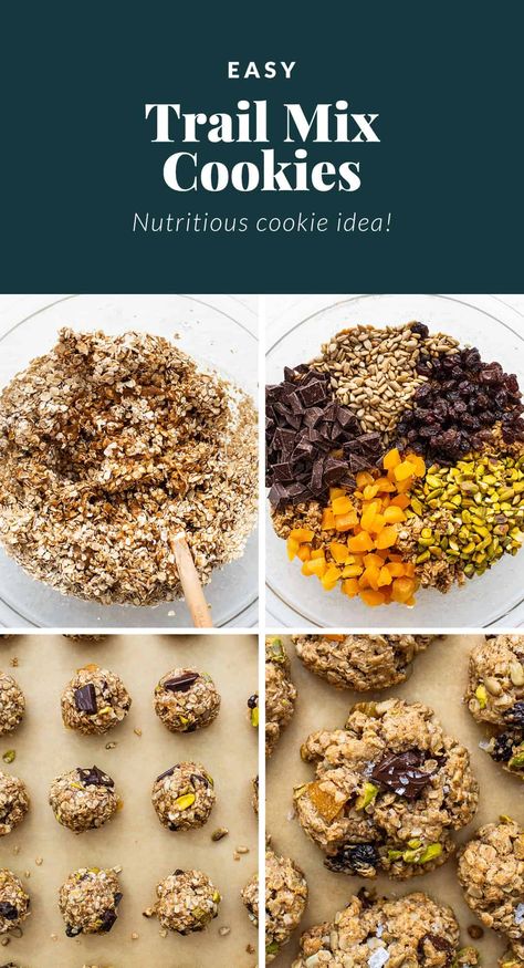 Trail Mix Ingredients, Trail Mix Cookies, Meal Prep Snacks, Delicious Cookies, Dried Apples, Oatmeal Chocolate Chip Cookies, Chocolate Chip Oatmeal, Healthy Cookies, Vegan Cookies