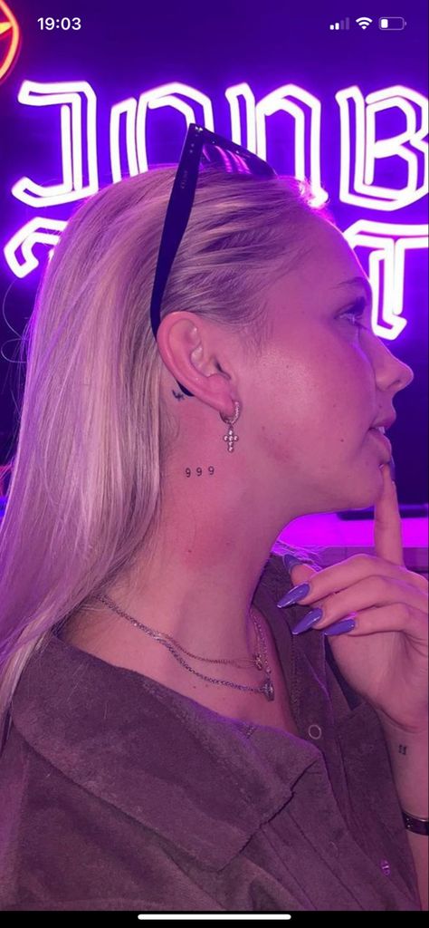 999 Tattoo Behind Ear, 999 Tattoo, Tattoo 2022, Tattoo Behind Ear, Tattoo Simple, Ear Tattoo, Simple Tattoos, Behind Ear Tattoo, Tattoos