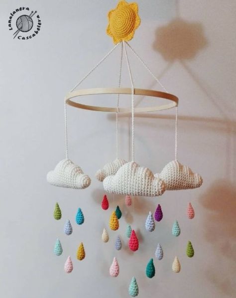 Crochet Baby Mobiles, Diy Baby Mobile, Baby Mobil, Crochet Mobile, Crochet Cable, Pola Amigurumi, Baby Mobiles, Crochet Baby Toys, Nursery Mobile