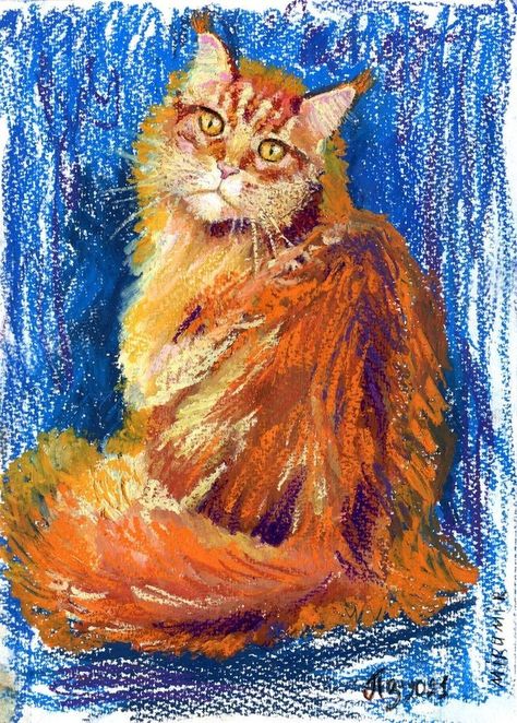 Animals Oil Pastels, Cat Oil Pastel Drawing, Oil Pastel Animal Art, Oil Pastel Art Cat, Oil Pastel Art Animals, Oil Pastel And Watercolor Art, Oil Pastel Colors Drawing, Oil Pastel Crayons Drawing, Animal Oil Pastel