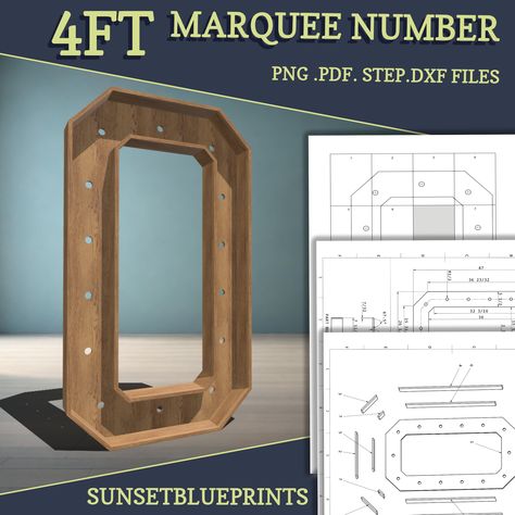 4ft DIY marquee plans, number 0. Light up number blueprints, mosaic files, svg, dxf, step and more. Marquee Letter Template Free, Large Marquee Numbers, Marquee Numbers, Light Up Letter, Ply Board, Letter Templates Free, Build Plans, Light Up Letters, Construction Plan