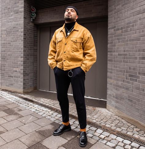 mustard on the beat. Mustard Yellow Top, Corduroy Coat, Yellow Top, Quiet Luxury, Mustard Yellow, Men's Fashion, Mustard, Bomber Jacket, Style Inspiration