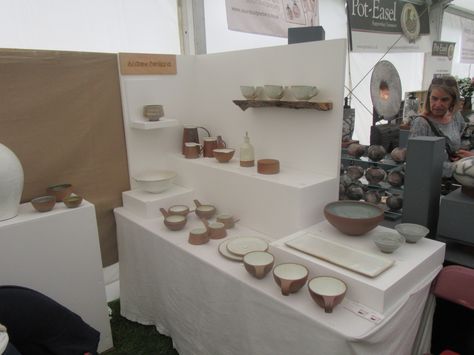 Andrew Pentland Pottery Booth Display, Elephant Pottery, Farmers Market Display, Craft Show Booths, Jewelry Booth, Pottery Display, Craft Fairs Booth, Booth Displays, Quick And Easy Crafts