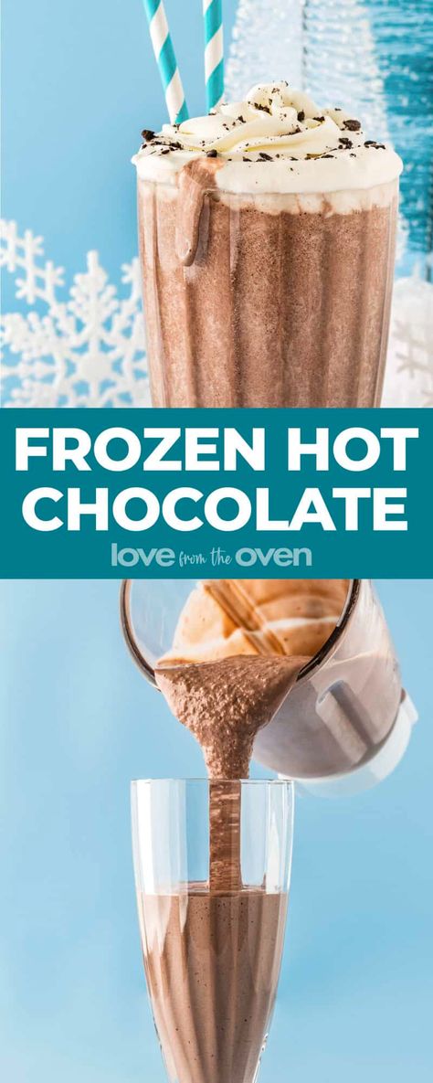 Frozen Hot Chocolate Recipe Easy, Iced Hot Chocolate Recipe, Hot Chocolate Ice Cream, Iced Hot Chocolate, Frozen Hot Chocolate Recipe, Chocolate Smoothie Recipes, Serendipity 3, Love From The Oven, Hot Chocolate Milk