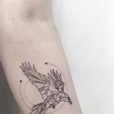 Jack Poohvis Thammavong on Instagram: "Geometric raven #raven #geometrictattoo #inked #tattoo #blackwork #blackink #blackworkers #darkartists #btattooing #blacktattoomag #tattrx #tttism #equilattera #thinkbeforeuink #whickinkilike #brooklyn #nyc #jackpoohvistattoo" Small Nature Tattoo, Nature Tattoo, Raven Tattoo, Inked Tattoo, B Tattoo, Nature Tattoos, Blackwork, Geometric Tattoo, Tatting