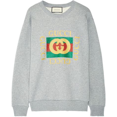 Gucci Oversized appliquéd printed cotton-terry sweatshirt ($1,040) ❤ liked on Polyvore featuring tops, hoodies, sweatshirts, gucci, jumper, gray sweatshirt, oversized tops, terry cloth sweatshirt, grey top and logo sweatshirts Gucci Sweatshirt Outfit, His Her Closet, Gucci Jumper, Sweatshirt Outfit Women, 80s Tops, Summer Outfits Work, Gucci Sweatshirt, 80s Clothes, Gucci Clothes