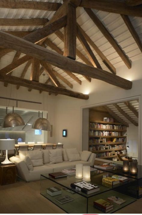 Vaulted Ceiling Lighting, Beam Ceilings, Vaulted Ceiling Living Room, Cozy Lighting, Cottage Lighting, Open Ceiling, Pole Barn House Plans, Cabin Lighting, Ceiling Ideas