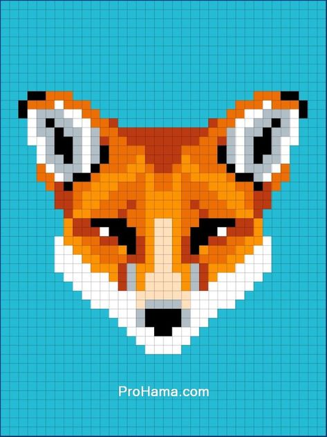 Fox Hama Beads Pattern Fox Hama Beads Patterns, Fox Perler Bead Pattern, Fox Perler Beads, Fox Pixel Art, Pixel Art Drawings, Hama Beads Pattern, Pixel Art Simple, Pixel Animals, Simple Pixel Art