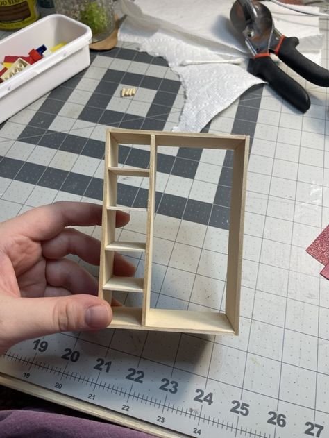 Dollhouse Wardrobe Tutorial — Martin Goes Mini Dollhouse Rooms Diy, Dollhouse Furniture Plans Free, Diy Mini Furniture Miniature Tutorials, Build Dollhouse Furniture, How To Build Dollhouse Furniture, Miniature Closet Diy, How To Make Tiny Furniture, Dollhouse Library Ideas, Diy Mini Furniture Easy