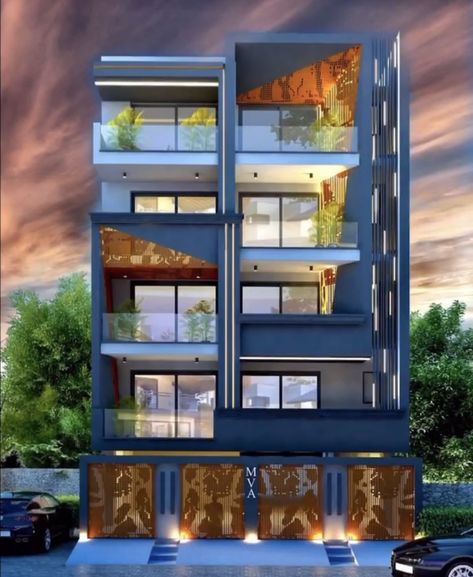 Showroom Front Elevation Design, 4 Floor Building Elevation, 4 Floor Building Elevation Modern Style, Residential Elevation, Ing Civil, Facade Architecture Design, Residential Building Design, Bedroom Interior Design Luxury, Building Elevation