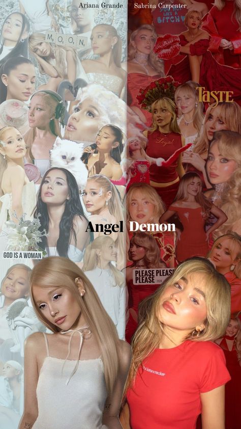 Ariana Grande and Sabrina Carpenter 💋☁️⭐ #arianagrande#arianagrandeaesthetic #arianator #angel #sabrinacarpenter #sabrinacarpenteraesthetic #demon Sabrina Carpenter, Ariana Grande, Angel