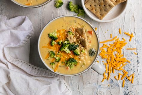 Chicken Broccoli Cheddar Soup - For the Love of Gourmet Chicken Broccoli Cheddar Soup, Broccoli Cheddar Chicken Soup, Slow Cooker Wild Rice, Wild Rice Mushroom Soup, Rice Mushroom Soup, Wild Rice Mushroom, Broccoli And Cheddar, Broccoli Cheddar Chicken, Broccoli Cheddar Soup Recipe