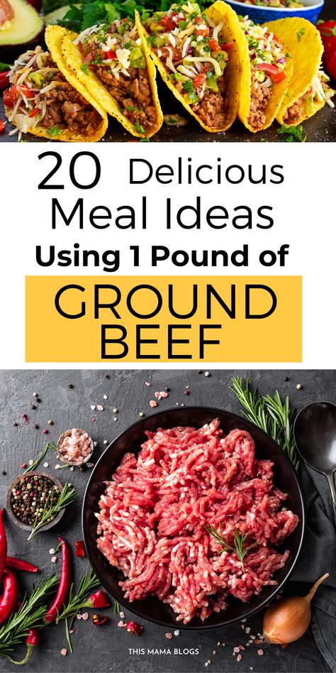 Heathy Food Ideas For Dinner Ground Beef, Family Dinner Ground Beef, 5 Ingredient Or Less Recipes Dinner Ground Beef, Cheap Hamburger Recipes, Basic Ground Beef Recipes, Fast Hamburger Dinner Recipes, Ground Beef Recipes For 2 People, 1 Lb Ground Beef Recipes Easy Dinners, Easy Dinner Recipes For Two Ground Beef