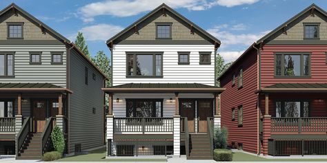 Stacked Triplex 2 Bedroom Condo 6 Bedrooms T-448 Triplex House Plans Narrow Lot, Two Apartments In One House Plan, 3 Bedroom Townhouse Floor Plan, Apartment Complex Floor Plan, 3 Bedroom Apartment Floor Plan, Triplex House Design, Triplex House Plans, Triplex House, Multigenerational House Plans