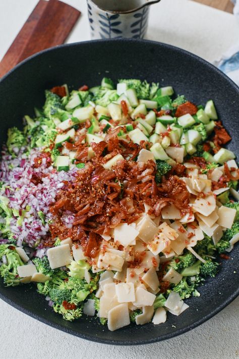 Broccoli crunch salad 6 Hutchins Broccoli Salad, Broccoli Crunch Salad, Warm Bacon Vinaigrette, Gf Sides, Best Broccoli Salad, Bacon Vinaigrette, Pearl Couscous Salad, The Best Broccoli, Best Broccoli