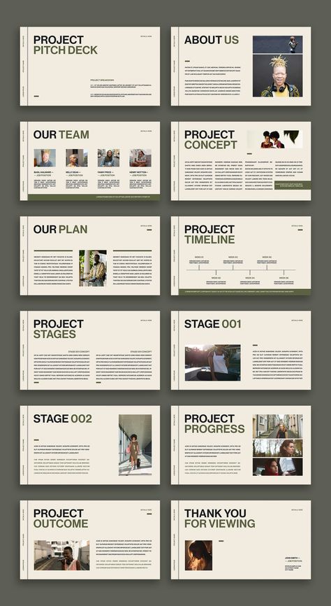 Pitch Deck Layout with Green Accents Stock Template | Adobe Stock Pitch Deck Layout, Deck Slide, Deck Layout, Presentation Slides Design, Presentation Deck, Desain Ui, 포트폴리오 레이아웃, Presentation Design Layout, Data Visualization Design