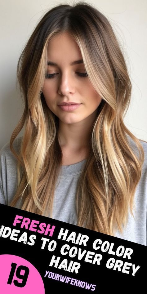 Cover Greys With Highlights, Fall Hair Color To Cover Gray, Hair Color For White Hair Coverage, Blonde For Grey Coverage, Hairstyles To Cover Grey Roots, Brown Hair To Cover Gray, Hair To Hide Grey, Hair Color To Hide Gray, Hair Colors To Hide Gray Best