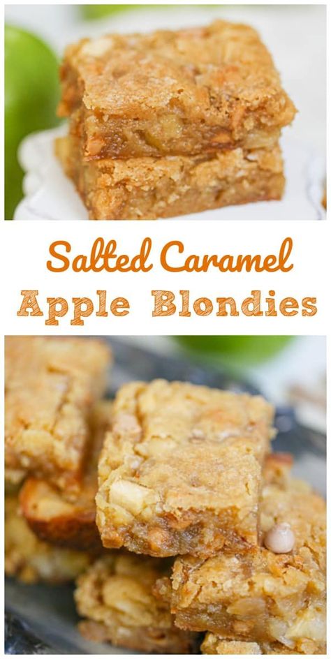 Caramel Apple Blondies, Salted Caramel Chips, Caramel Chips, Blondie Bars, Apple Blondies, Apple Bars, Healthy Brain, Köstliche Desserts, Caramel Apple