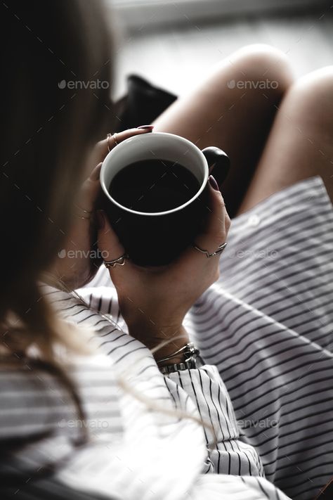 Cup of tea and chill. Woman lying on couch, holding legs on coffee table, drinking hot coffee by serbogachuk. Cup of tea and chill. Woman lying on couch, holding legs on coffee table, drinking hot coffee and enjoying morning, b... #Affiliate #lying, #couch, #holding, #Woman Lying On Couch, Woman With Coffee, Stylish Manicure, Coffee Mood, Sunday Morning Coffee, Brunch Cafe, Coffee Pictures, Selfie Poses Instagram, How To Make Coffee