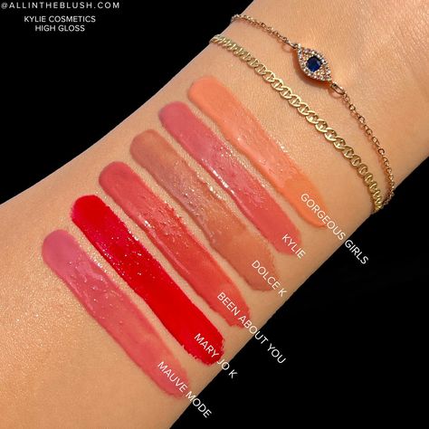 Swatching the 6 NEW Kylie Cosmetics High Gloss Shades! - All In The Blush Kylie Cosmetics High Gloss, Amazon Beauty, Beauty Photos, True Red, Kylie Cosmetics, New Classic, Amazon Affiliate, High Gloss, Blush