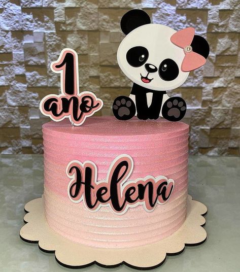 Bolo Panda, Panda Birthday, Pink Panda, Cake Smash, Pastel Pink, No Instagram, Birthday Cake, Baby Shower, Cake