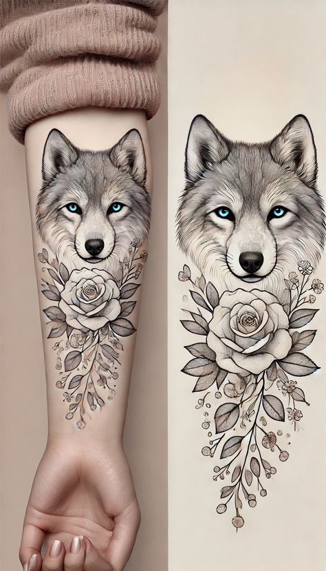 Woman's Wolf Tattoo, Alfabeto Lettering, Angle Tattoo, Angel Tattoo Designs, Forearm Tattoo Women, Drawing Examples, Tattoo Portfolio, Wolf Girl, Tattoo Art Drawings