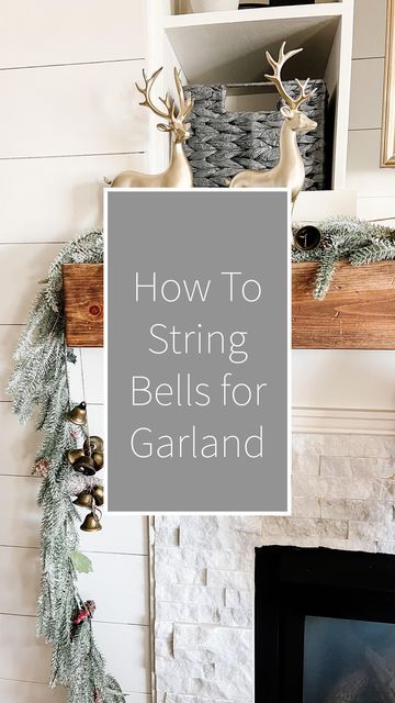 Paris Karnes | DIY, Home & Flips on Instagram: "✨How to String Bells for Garland✨ Here is a tutorial on how to uplevel the garland on your mantle with some accent bells! Grab yourself some antique bells off amazon which I have linked in my profile under amazon favorite > DIY favorites, I also linked some comparable jute string for you that would work perfect! Measure your just string a few feet longer than your mantle, it’s always better to have to much and cut off excess then not have enough! At this point strong your bells together, tying each one as you go, I space my bells about 4” apart and frequently checked the length against my mantle until I got to the end, then I batched 5 together and 3 together and tied those together for the hanging bell section! The weave the bells into Bells Hanging From Mantle, How To Tie Bells Together, Christmas Decor With Bells, Bell Garland Christmas, Garland With Bells, Jingle Bell Garland, Antique Bell, Xmas 2024, Hanging Bell