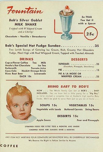 Hot Chocolate Fudge, Diner Menu, 50s Diner, Vintage Diner, Menu Inspiration, Vintage Menu, Vintage Restaurant, Food Ads, Soda Fountain