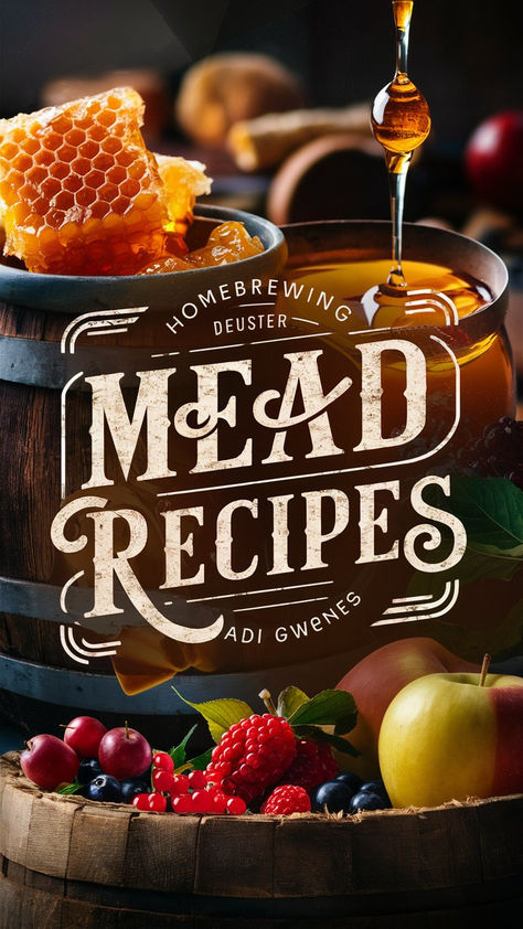 50+ Delicious Mead Recipes for the Perfect Honey Wine  Imagine crafting the perfect honey wine in the comfort of your home, experimenting with a variety of flavors and styles to create a beverage that is uniquely yours.  For centuries, mead has been an integral part of human history, with traditional mead recipes from Ancient China to Ethiopia and Scandinavia. Today, the mead renaissance celebrates the art of mead-making and encourages the exploration of new flavors and styles. Mead Making For Beginners, Making Mead From Honey, Apple Cinnamon Mead, Mead Recipes Homemade, Mead Flavors, Mead Aesthetic, Peach Mead, Honey Mead Recipe, Mead Wine Recipes