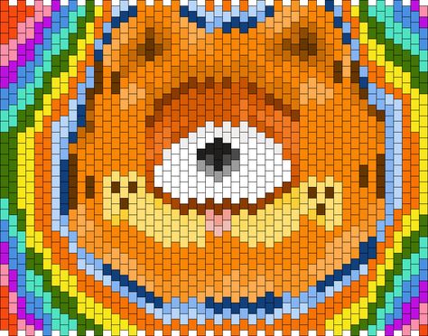 Kandi Garfield, Garfield Kandi, Minion Pattern, Kandi Cuff Patterns, Kandi Cuffs, Diy Kandi Bracelets, Diy Kandi, Kandi Kid, Kandi Cuff