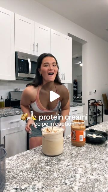 Ninja Creami Recipes | High Protein | Ice Cream on Instagram: "my favorite creami recipe yet 🍌🥜🍦  Credits: @chloetrca   Follow us @creamiwrld for more delicious recipes 🍦  350ml vanilla almond milk 1 scoop @youcanbeam vegan protein (code chloe) 8g sugar free banana cream pudding mix Mix ins : banana, peanut butter, & chocolate rice cereal  #fyp #fy #icecream #ninjacreamirecipes #ninjakitchen" Vegan Ninja Creami Recipes Protein, Ninja Creami Recipes With Pudding, Ninja Creami Almond Milk Recipes, Ninja Creami Mix Ins, Ninja Creami Banana Ice Cream Recipe, Ninja Creamy High Protein Recipes, Ninja Creami Recipes Protein, Banana Peanut Butter Chocolate, Peanut Butter Ice Cream Recipe