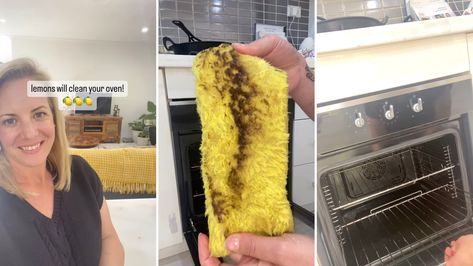 Expert demonstrates simple hack to make a grimy oven spotless: ‘You’ll be blown away’ Cleaning Cabinets, Cleaning Methods, Healthy Life Hacks, Kitchen Help, Oven Cleaner, Oven Canning, Oven Cleaning, Laundry Hacks, Beauty Recipe