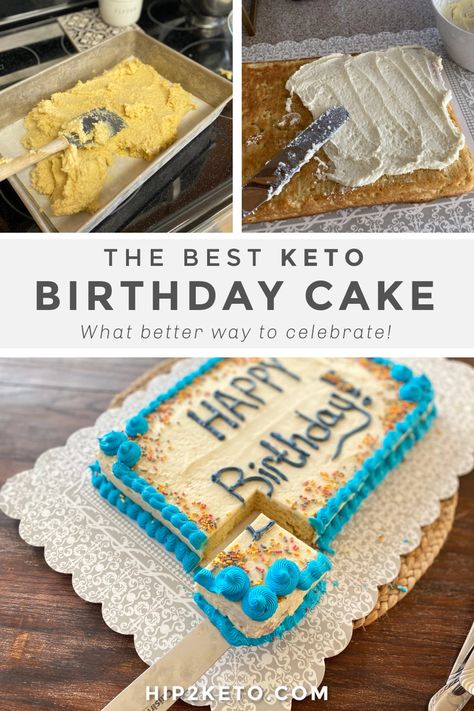 This delicious keto birthday cake is just like the traditional vanilla sheet cake you know and love without all the added carbs and sugar. #keto #lowcarb #glutenfree #sugarfree #ketocake #birthdaycake #ketobirthdaycake #vanillacake #cakerecipes #ketorecipes #glutenfreedesserts #dessertrecipes #sugarfreedesserts Keto Sheet Cake Recipes, Keto Birthday Cake Recipes, Sugar Free Birthday Cake, Vanilla Sheet Cake, Keto Birthday, Birthday Cake Alternatives, Keto Birthday Cake, Vanilla Sheet Cakes, Free Birthday Gifts