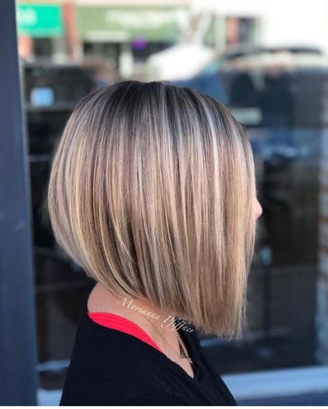 Top 30 Short Bob Hairstyles To Try This Year Cute Angled Bob Haircuts, Blonde Concave Bob Hairstyles, Bob Angled Haircut, Short Graduated Haircut, Short A Line Bob Hairstyles, Graduate Bob Haircut, Triangular Graduation Haircut, A Frame Bob Haircut, Graduated Form Haircut