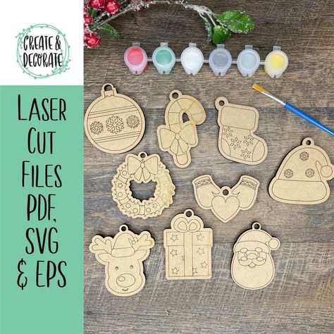 Discover fun Christmas DIY kits featuring wooden craft shapes and kids' ornaments to brighten your holiday season! Christmas Diy Kit, Wood Laser Ideas, Wooden Craft Shapes, Laser Cut Wood Crafts, Kids Christmas Ornaments, Shapes For Kids, Craft Kits For Kids, Wooden Christmas Ornaments, Kids Ornaments