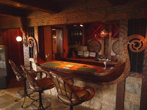 Viking Interior Design, Viking Interior, Viking Bar, Interesting Rooms, Viking Hall, Viking Home Decor, Viking Kitchen, Viking Party, Geek Room